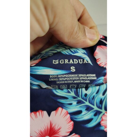 NWT Gradual Women's Small Blue Floral High Waist Swim Shorts - Picture 5 of 9